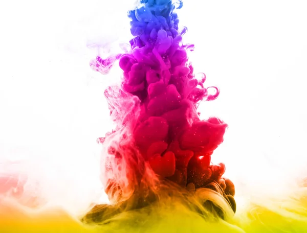 Abstract Colorful Ink Water Isolated White Background — Stock Photo, Image