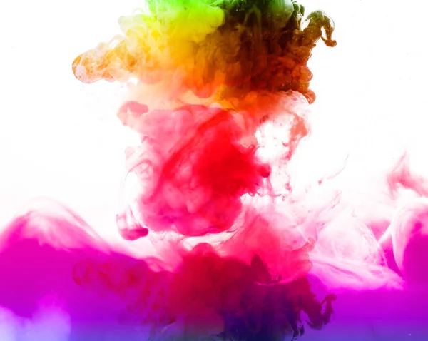 Abstract Colorful Ink Water Isolated White Background — Stock Photo, Image