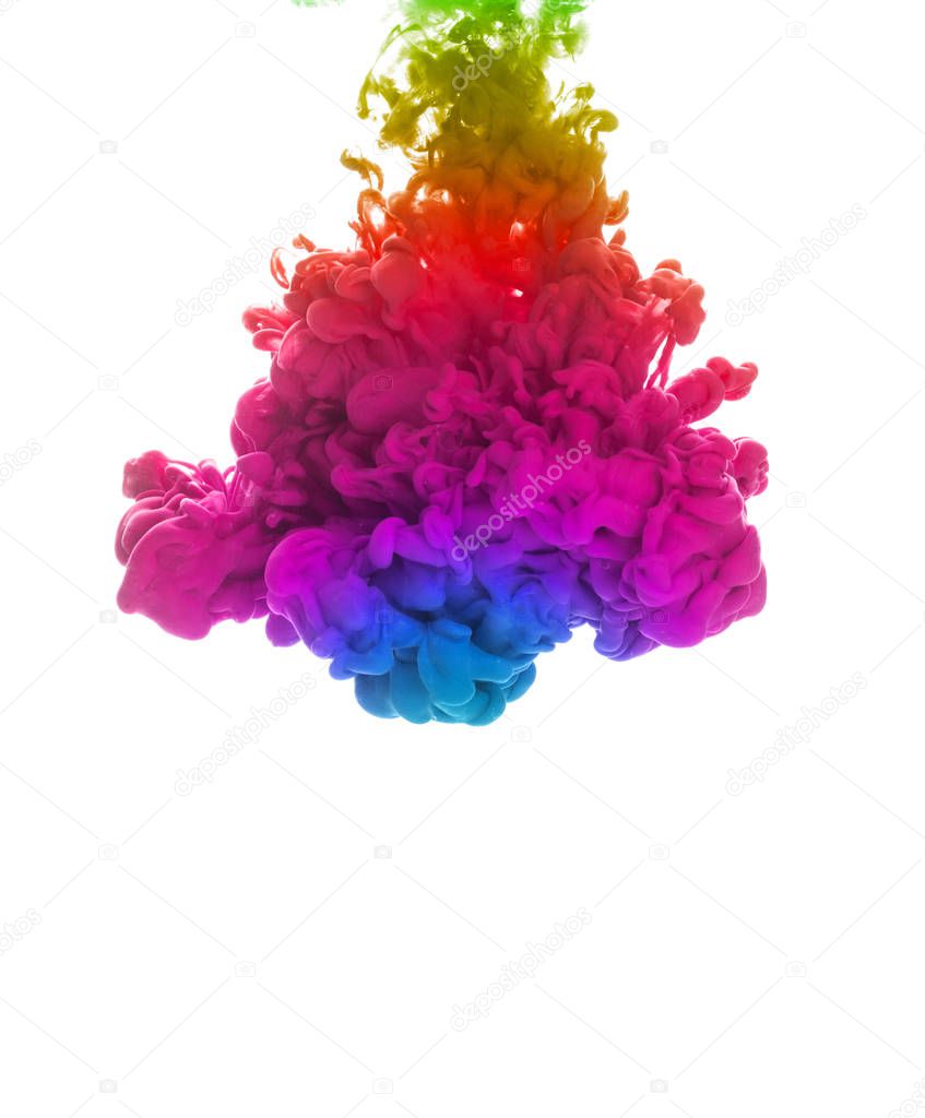 abstract colorful ink in water isolated on white background 