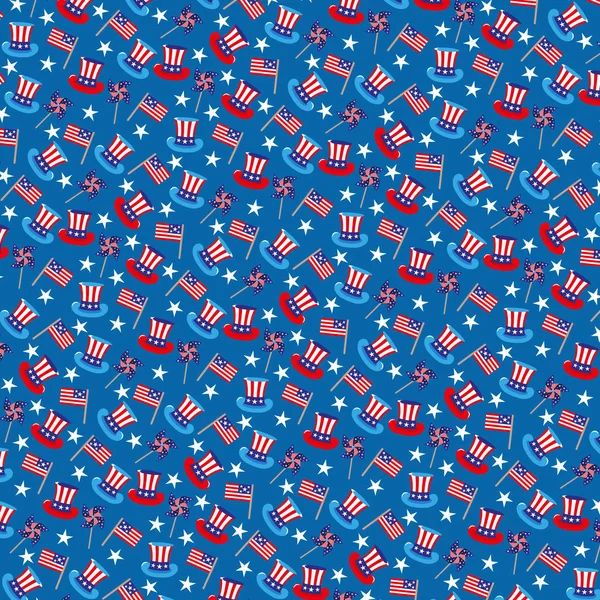 4Th July Background Hats Flags Blue Background — Stock Photo, Image