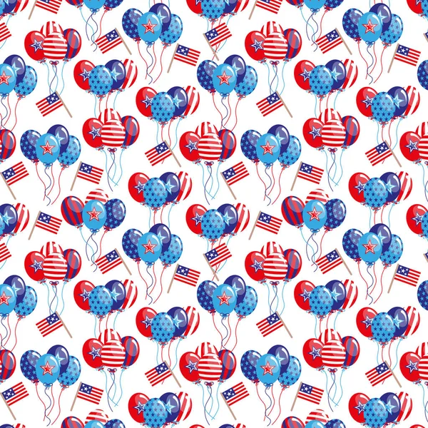 Fundo Julho Com Balões Bandeiras Fundo Branco — Fotografia de Stock