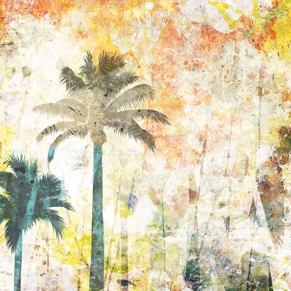 Tropical Palm Grunge Background Scratches Stains — Stock Photo, Image