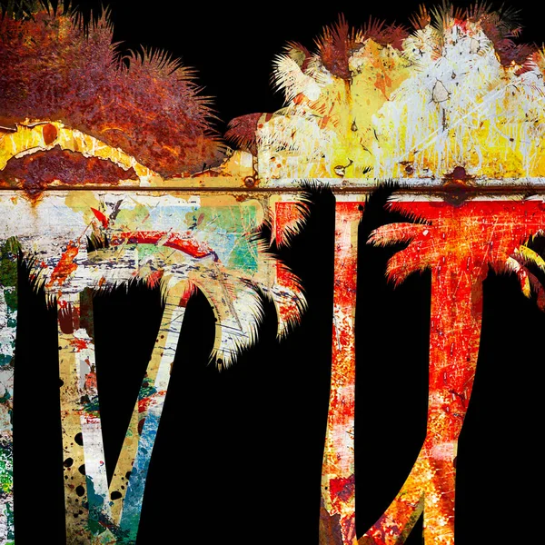 Тропічна Долоня Гранжевий Фон Подряпинами Плямами — стокове фото