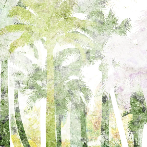 Tropical Palma Grunge Fundo Com Arranhões Manchas — Fotografia de Stock
