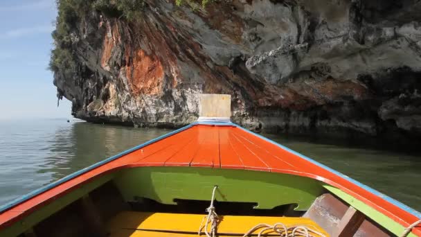 Boottocht Naar Tropische Eilanden Van Phuket Krabi Thailand Groene Bergen — Stockvideo