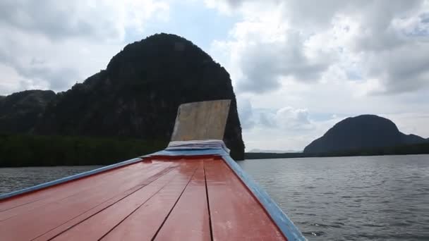 Viaje Barco Las Islas Tropicales Desde Phuket Krabi Tailandia Montañas — Vídeos de Stock