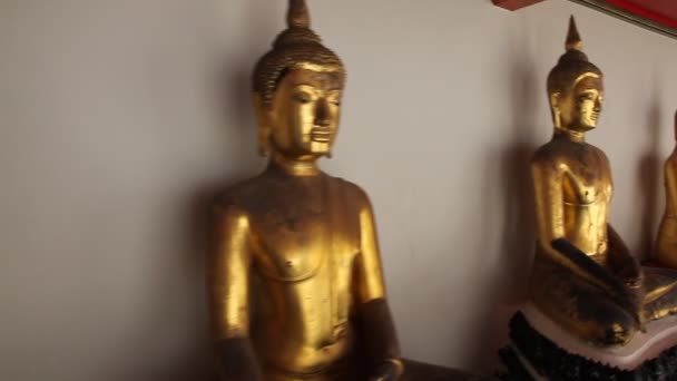 Estátuas Buda Tailândia Wat Pho Temple — Vídeo de Stock