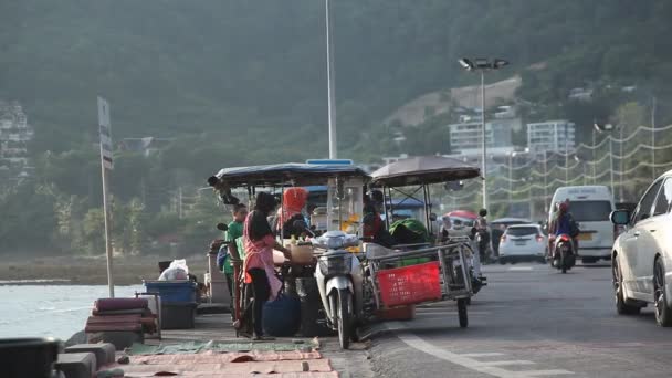 Phuket Thailand Aprilie 2017 Piața Alimentară Stradală Fundalul Apusului Soare — Videoclip de stoc