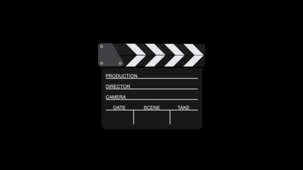 Siyah Arka Plan Üzerine Klaket Film — Stok video