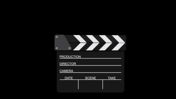 Siyah Arka Plan Üzerine Klaket Film — Stok video