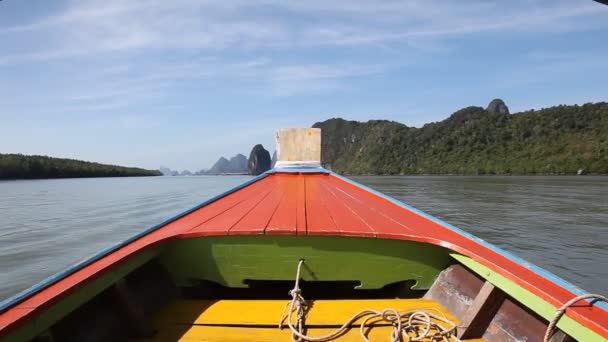Phuket Tayland Thailand Krabi Tekne Gezisinden Tropik Adaları Yeşil Dağlar — Stok video