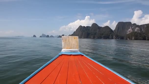 Viaje Barco Las Islas Tropicales Desde Phuket Krabi Tailandia Montañas — Vídeos de Stock