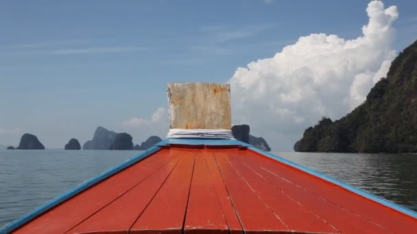 Båttur Till Tropiska Öar Från Phuket Krabi Thailand Gröna Berg — Stockvideo