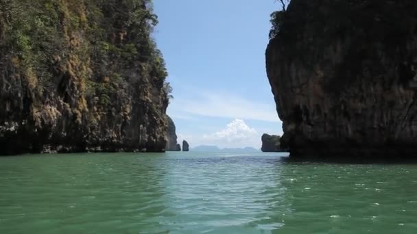 Boat Trip Tropical Islands Phuket Krabi Thailand Green Mountains Blue — Stock Video