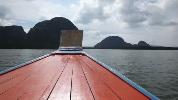 Boottocht Naar Tropische Eilanden Van Phuket Krabi Thailand Groene Bergen — Stockvideo