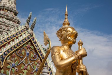 Golden Demon Guardian'daki Wat Phra Kaew, Tapınağı Emerald Buda, Bangkok, Tayland