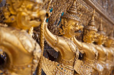 Garuda Wat Phra Kaew Bangkok Tayland - Bangkok, Tayland Grand Palace süslü altın şeytanların bir çizgi