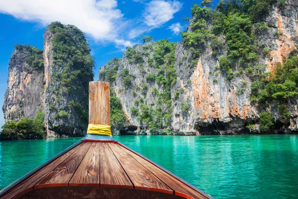 Boat Trip Tropical Islands Phuket Krabi Thailand Green Mountains Blue — Stock Photo, Image
