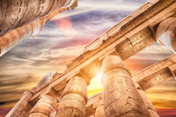 Gran Salón Hipóstilo Nubes Los Templos Karnak Antigua Tebas Luxor — Foto de Stock