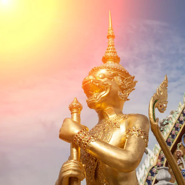 Golden Demon Guardian Wat Phra Kaew Temple Emerald Buddha Bangkok — Stock Photo, Image
