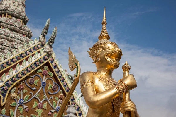 Golden Demon Guardian Wat Phra Kaew Temple Emerald Buddha Bangkok — Fotografia de Stock