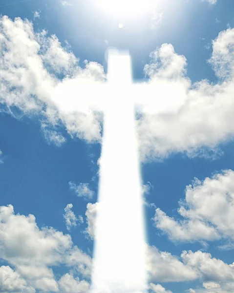 Croce Incandescente Uno Sfondo Bellissimo Cielo — Foto Stock