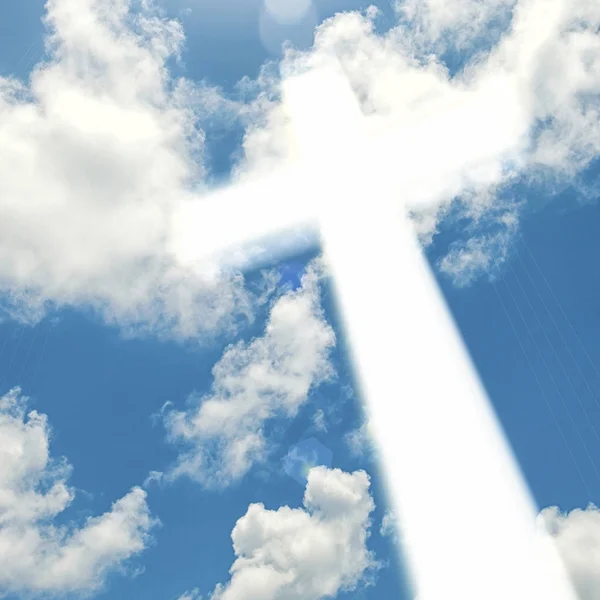 Glowing Cross Beautiful Sky Background — Stock Photo, Image