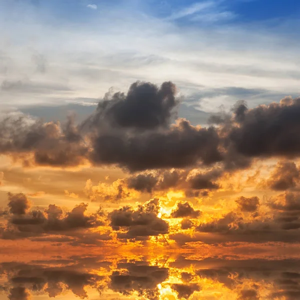 Amazing Sunrise Cloudy Sky Sun Rays — Stock Photo, Image