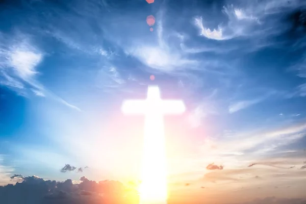 Glowing Cross Beautiful Sky Background — Stock Photo, Image