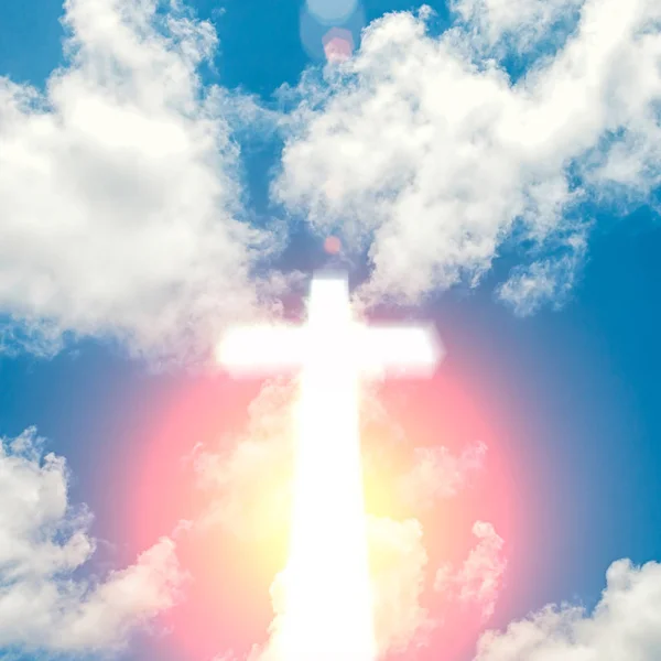 Glowing Cross Beautiful Sky Background — Stock Photo, Image