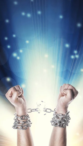 Two Hands Chains Shining Background — Stock Photo, Image