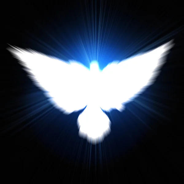 Heiliges Zeichen Einer Weißen Taube Auf Blauem Hintergrund — Stockfoto