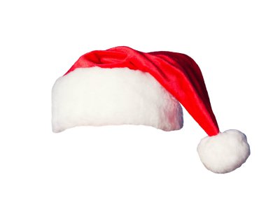 Beyaz bir arka planda kırpma yama ile izole kırmızı Santa vardı