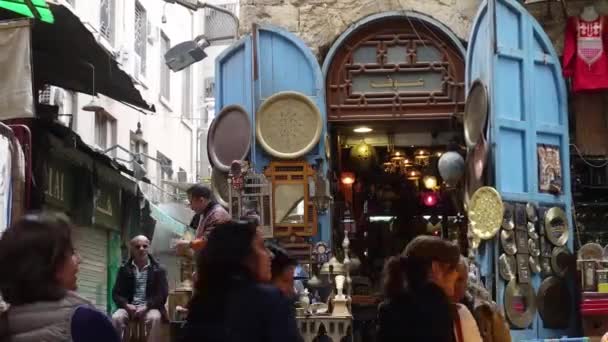 Cairo Egipto Feb 2019 Tienda Lámparas Faroles Mercado Khan Khalili — Vídeo de stock