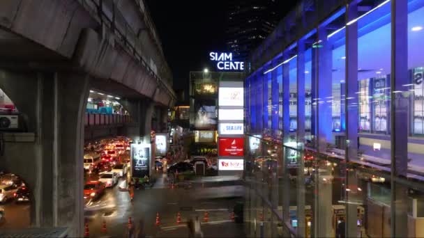 Bangkok Ocak 2019 Timelapse Çevrenin Görünümü Siam Gece Bangkok Merkezinde — Stok video