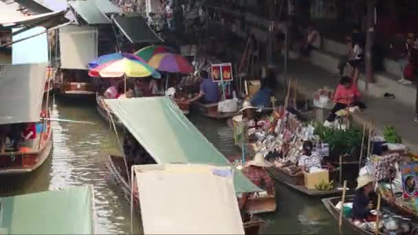 Bangkok Damnoen Saduak Ene 2019 Damnoen Saduak Famoso Mercado Flotante — Vídeo de stock