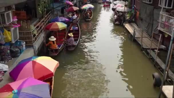 Bangkok Damnoen Saduak Jan 2019 Damnoen Saduak Famoust Plovoucí Trh — Stock video