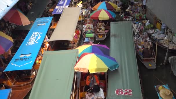 Bangkok Damnoen Saduak Jan 2019 Damnoen Saduak Famoust Pływających Rynku — Wideo stockowe