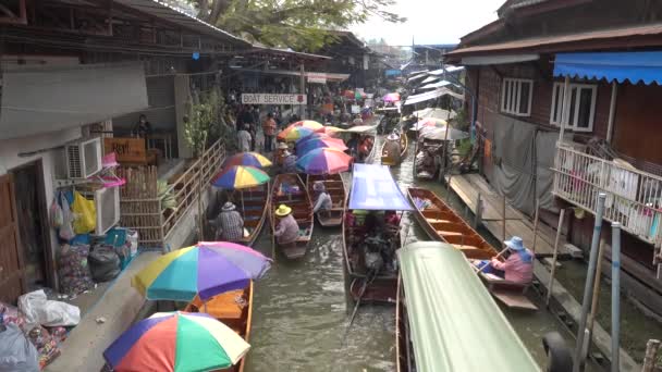 Bangkok Damnoen Saduak Jan 2019 Damnoen Saduak Drijvende Markt Buurt — Stockvideo