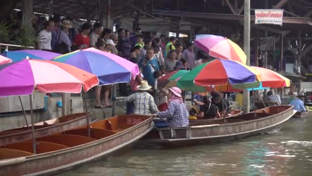 Bangkok Damnoen Saduak Jan 2019 Damnoen Saduak Drijvende Markt Buurt — Stockvideo