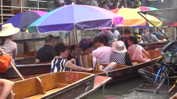 Bangkok Damnoen Saduak Jan 2019 Damnoen Saduak Leghíresebb Úszó Piac — Stock videók