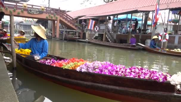 Bangkok Damnoen Saduak Jan 2019 Damnoen Saduak Den Kända Flytande — Stockvideo