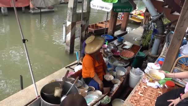 Bangkok Damnoen Saduak Jan 2019 Damnoen Saduak Der Berühmteste Schwimmende — Stockvideo