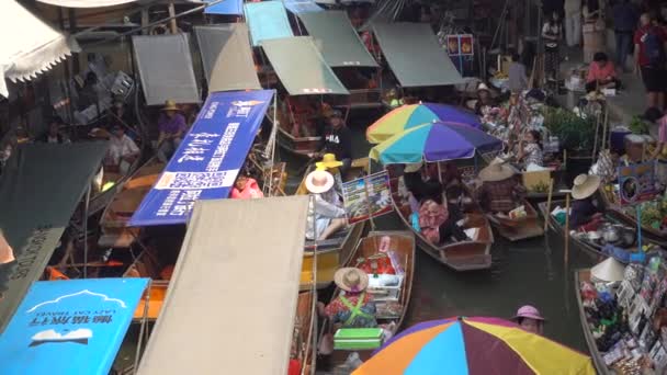 Bangkok Damnoen Saduak Ocak 2019 Damnoen Saduak Yüzen Ratchaburi Ili — Stok video