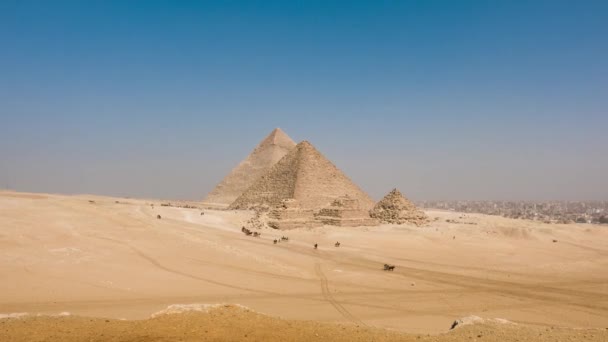 Egyiptom Kairó Giza Általános Nézet Piramisok — Stock videók