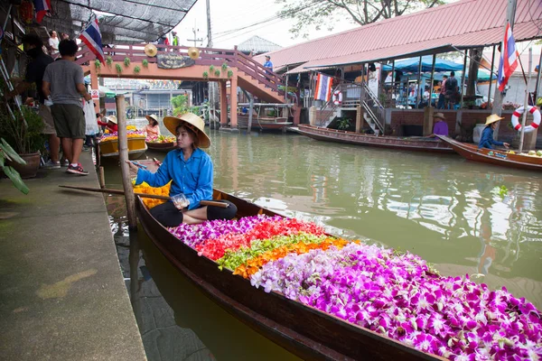 Bangkok Damnoen Saduak Jan 2019 Damnoen Saduak Famoust Plovoucí Trh — Stock fotografie