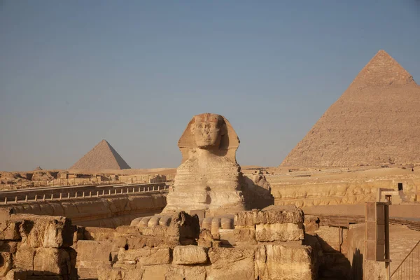 Die Große Sphinx Und Die Pyramide Aus Kufu Giza Ägypten — Stockfoto