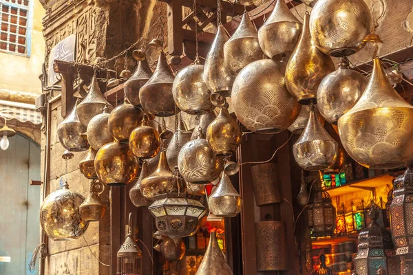 Lampy Lub Sklep Latarnia Islamskiej Dzielnicy Kairu Rynku Khan Khalili — Zdjęcie stockowe