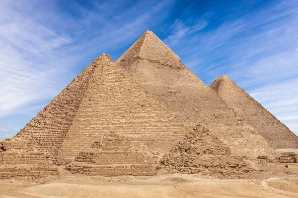 Egypt Káhira Giza Celkový Pohled Pyramidy — Stock fotografie