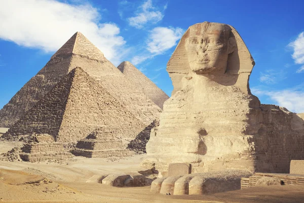 Égypte Caire Gizeh Vue Générale Des Pyramides Avec Sphinx Photos De Stock Libres De Droits